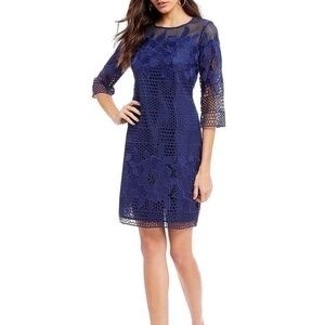 Adrianna Papell Crochet Open Work Dress Size 14